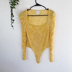 Misa Los Angeles Sanaz Yellow Bodysuit Sz S